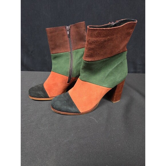 MUSSE & CLOUD Miracle SPAIN 7.5 / 38 Cue Patchwork Suede Zip Heel Ankle Boots - Picture 1 of 7